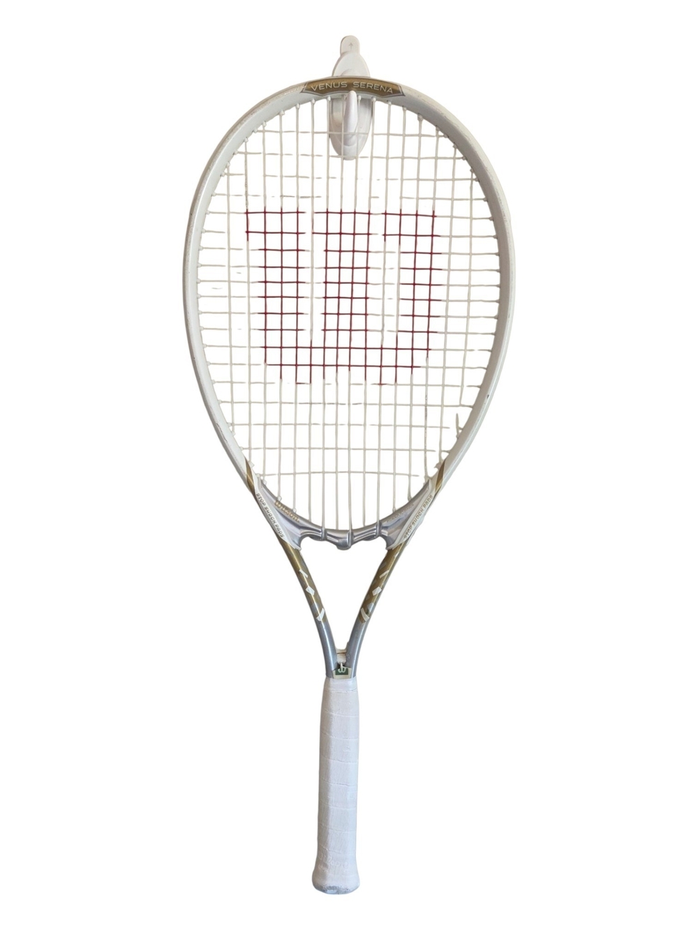 Wilson White Tennis Racket Wall Display with Red String Accent
